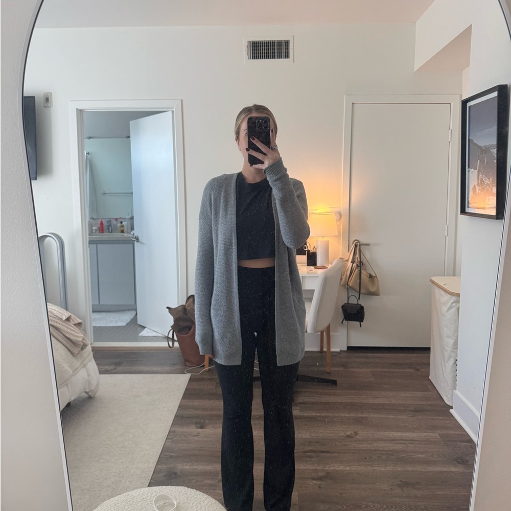 LOFT Heather Gray Textured Cardigan